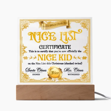 Christmas-Nice List Certificate-Acrylic